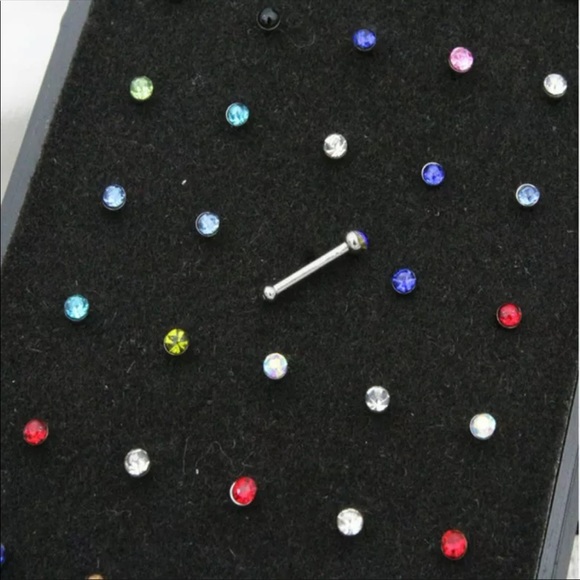 24pcs White Crystal Rhinestone Nose Ring - Picture 3 of 4